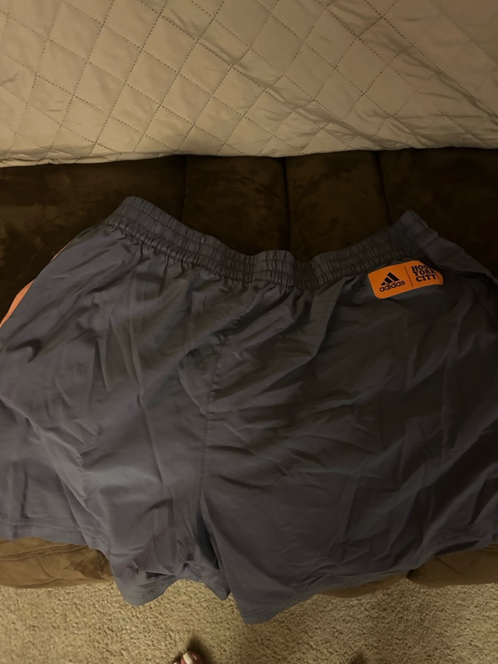 adidas Blue-Gray Running Shorts with Orange Logo